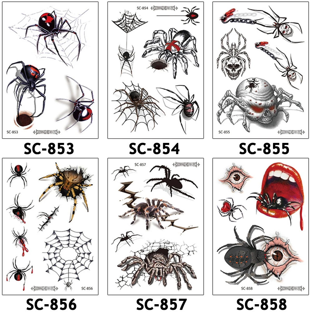 Pols 3D Spider Foot Water Transfer Scary Tijdelijke Tattoo Sticker Spider Halloween Tattoo Halloween Fake Tattoo Body Art