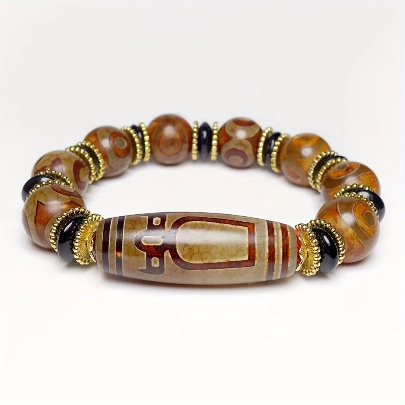 

Natural Agate Dzi Bead Bracelet, Bohemian Bracelet, Holiday Gifts for Daily Travel