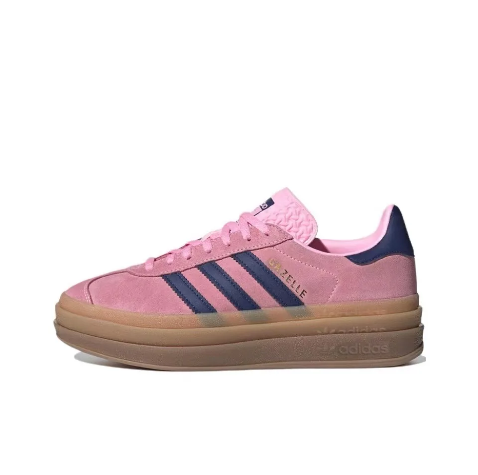 Adidas Originals Gazelle Bold Casual antislip slijtvaste laag uitgesneden boardschoenen met dikke zolen voor dames, groen roze bruin