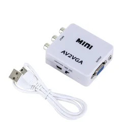 Mini convertidor de vídeo RCA AV a VGA, convertidor de 1080P con Audio AV2VGA / CVBS de 3,5mm, Audio a PC HDTV