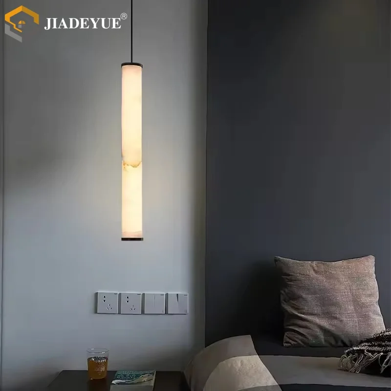 

Nordic marble pendant light LED modern minimalist living room dining room bedroom bedside lamp duplex long pendant light