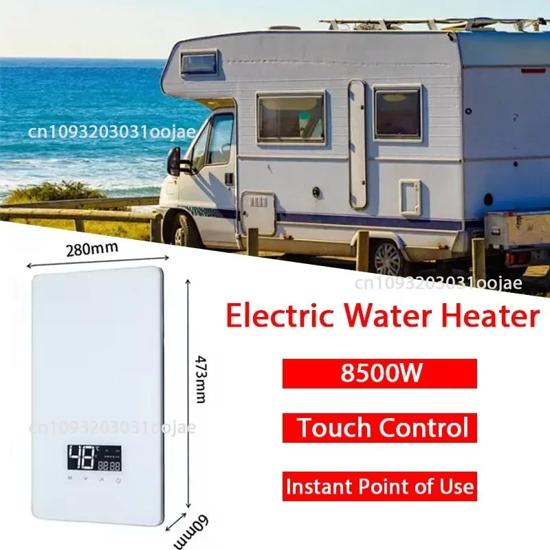 8.5KW 220V-240V Instant Electric Tankless Shower Energy Saving Tankless Instant Water Heater for Bathroom Home RV Salon Use