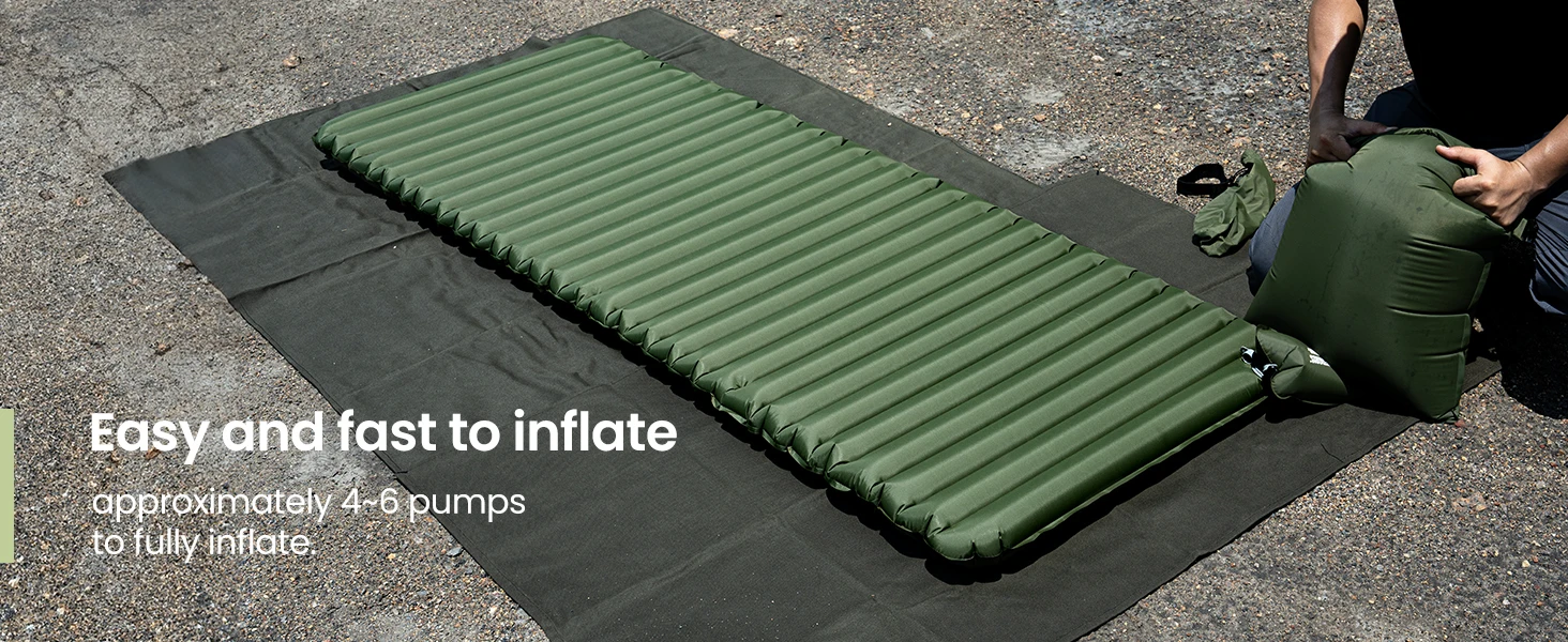 OneTigris Schlafunterlage, aufblasbare Matratze für Backpacking, Trekking, Autofahrten, 3-Jahreszeiten-Luftmatratze, Campingbett mit Reparaturset – Detail 7