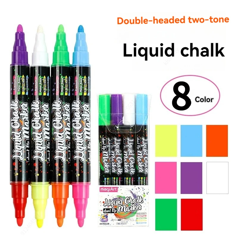 

Chalk Markers - Erasable, Non-Toxic,Reversible Tips, For Glass or Chalkboard Markers for Restaurants, Liquid Drawing Chalk