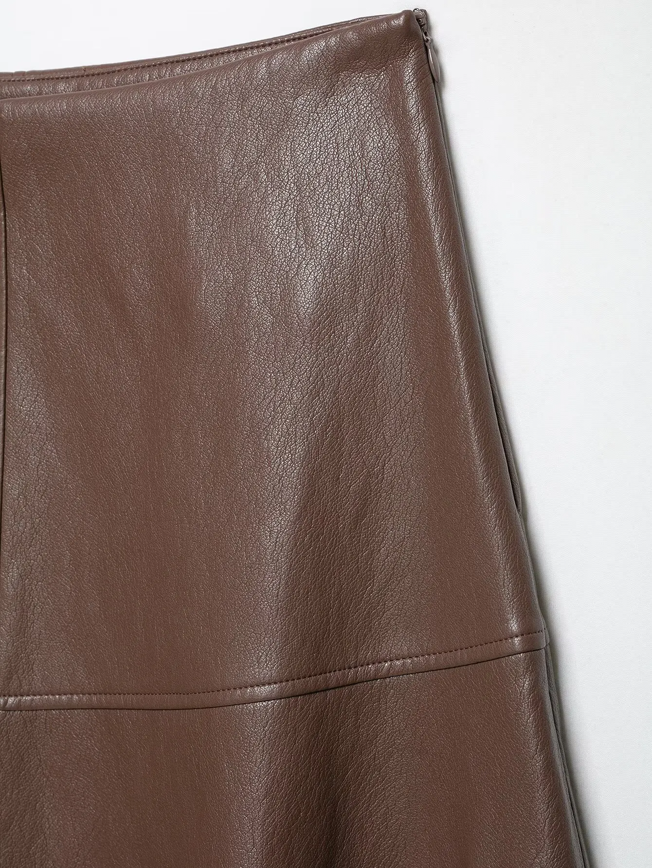 TFMLN Damen Midirock mit hoher Taille, A-Linie, aus PU-Leder, langer Rock, elegant, modisch, einfarbig, für das Büro, Damenrock, Herbstneuheit – Detail 5