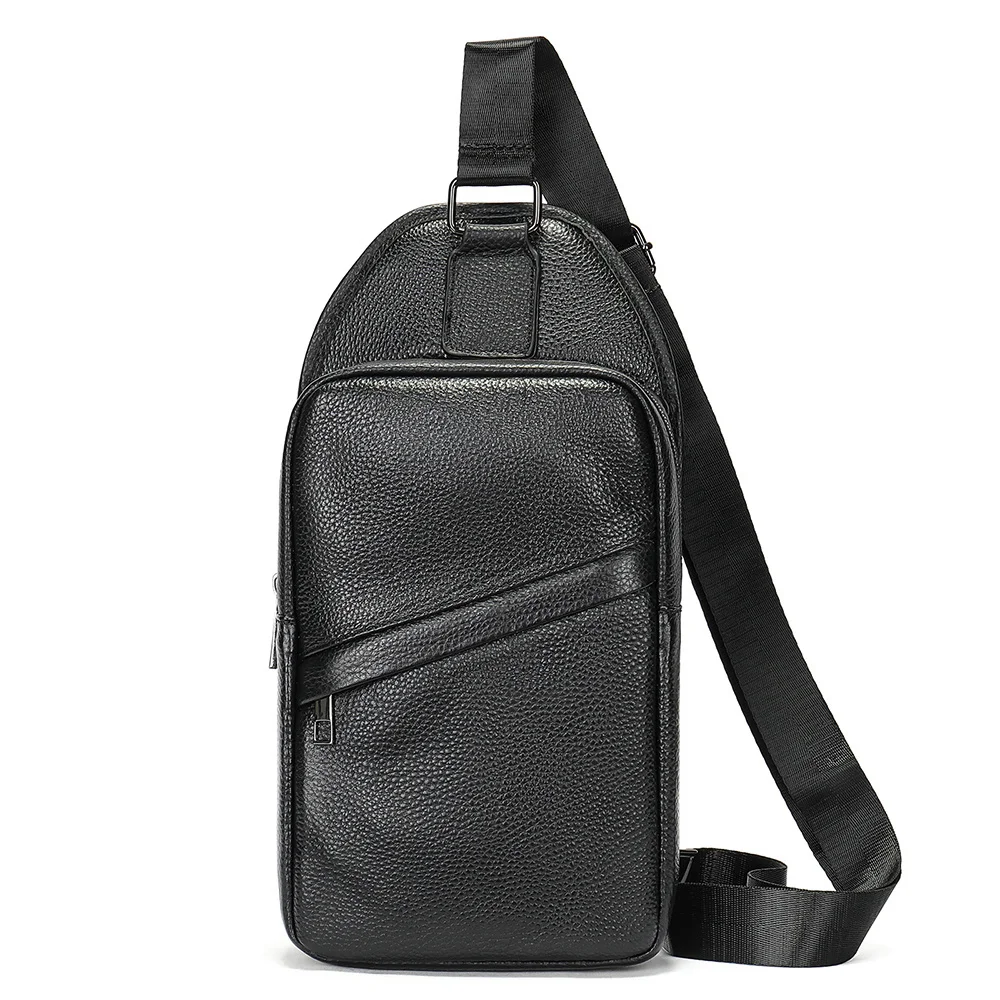 

Cowhide Leather Chest Bag Men Crossbody Shoulder Business Casual Sling Side s Slingback Messenger 7.9 iPad Pack