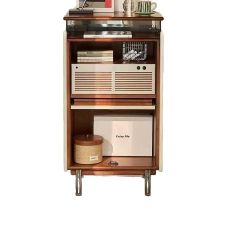 

American retro Bauhaus solid wood chest cabinet, living room storage cabinet, French storage display cabinet, glass door locker