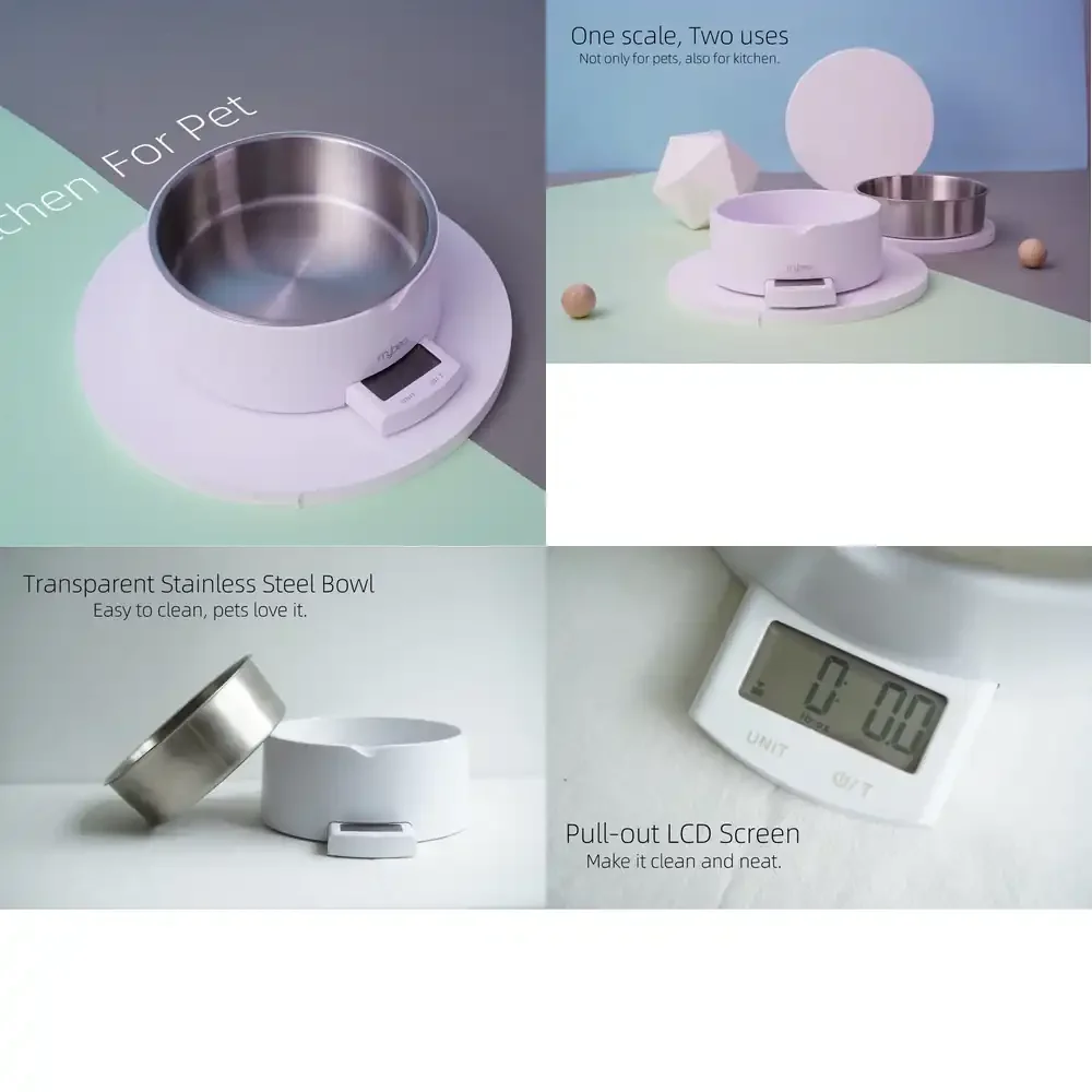 

Digital Pet Scale for Dog Food Measuring Stainless Steel Bowl Weighing Scale for Cats Dogs Small Animals Portable Accurate