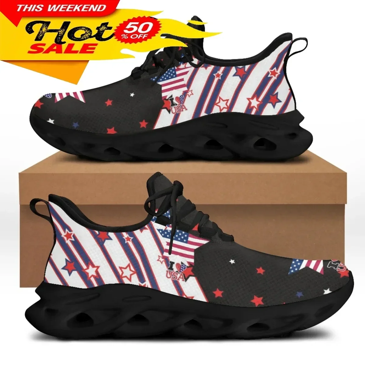 7.4 American Flag Statue of Liberty Print Flat Shoes for Women Cool Sneaker for Female Spring Summer Woman Footwear