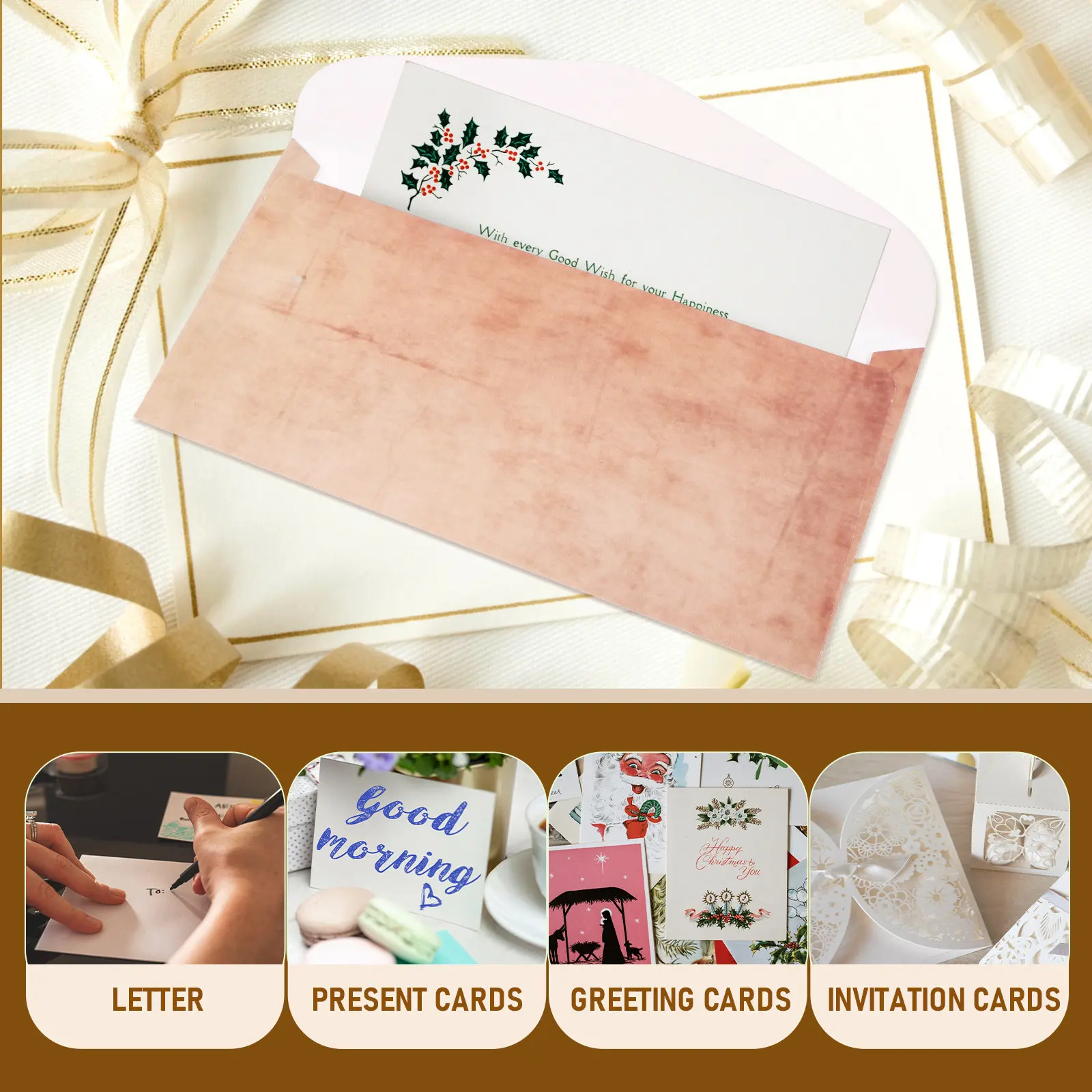 

10Pcs Classic Envelope Kit Wear Resistant Paper Material Envelopes for Wrapping Notes Money Gift Cards Convenient Carry Design