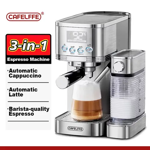 Cafelffe Coffee machine Automatic cafeteria Cappuccino Latte Espresso maker Fully Automatic Milk Froth Stainless Steels 3in1