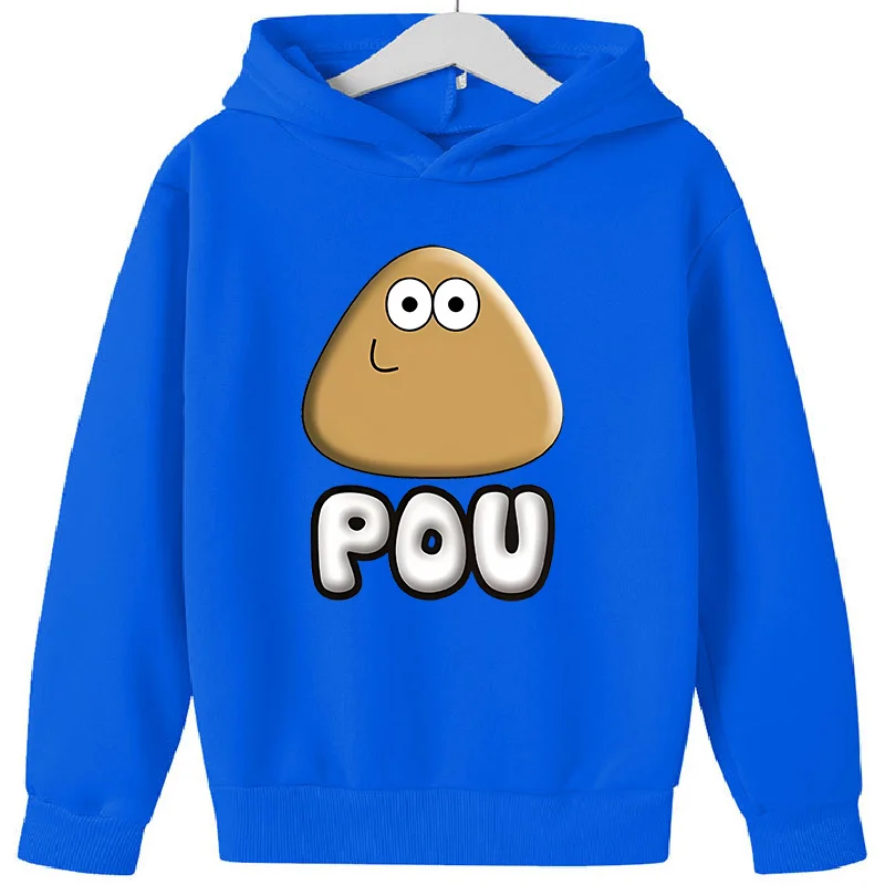 New My Pet Alien Pou Kids Print Art Print Cute Sweatshirts Boys Girls Gift  Top Thick Clothes Kids  Hooodie Sweater  Blue