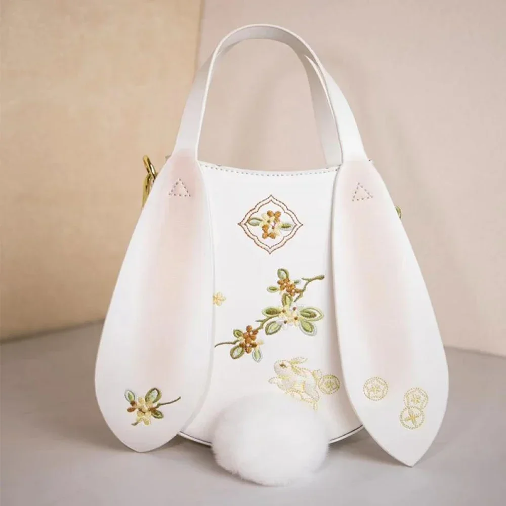 Chinese Embroidery Rabbit Handbag for Women Ancient Style Hanfu Decor Accessories Shoulder Bag 2023 Cute Tote Bag Crossbody Bags