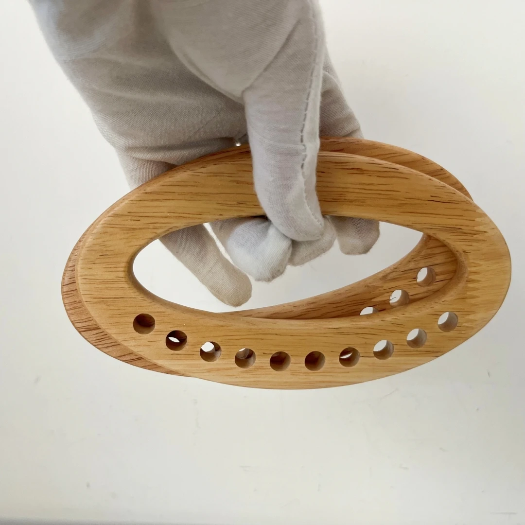 

Smooth Sewing Wood Bag Handle Knitted Needle Hole Cloth Tote Bag Wooden Purse Frame Hand Craft Bag Parts and Accessories