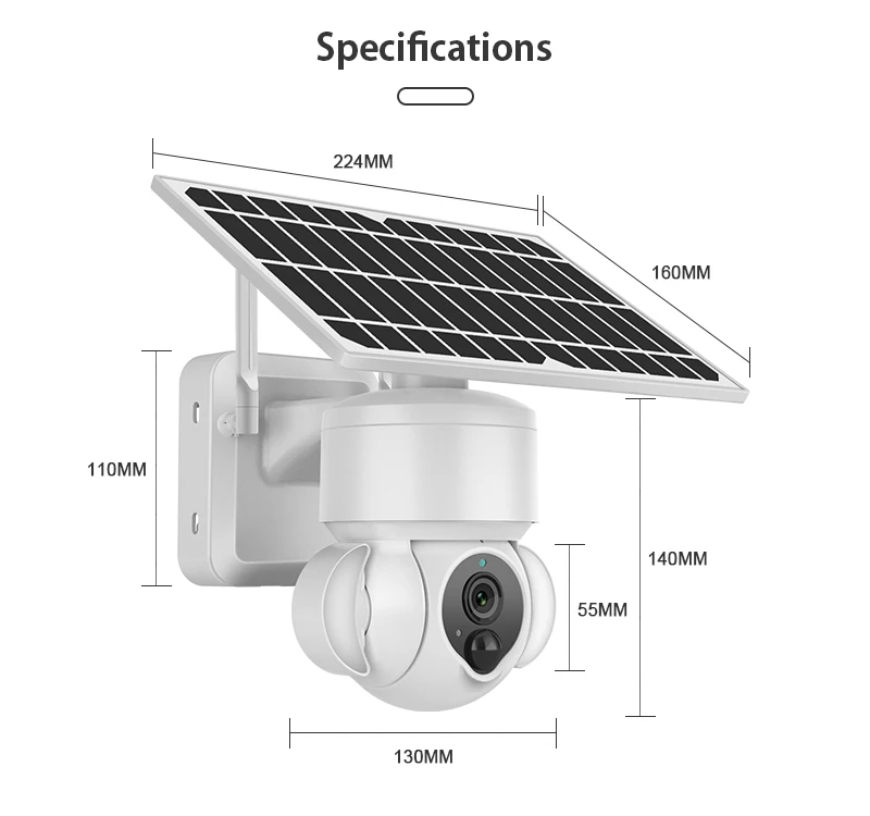 Full HD 1080P Solar Outdoor CCTV  with WiFi & 4G PTZ  with Night Vision and Motion Detection CMOS Sensor