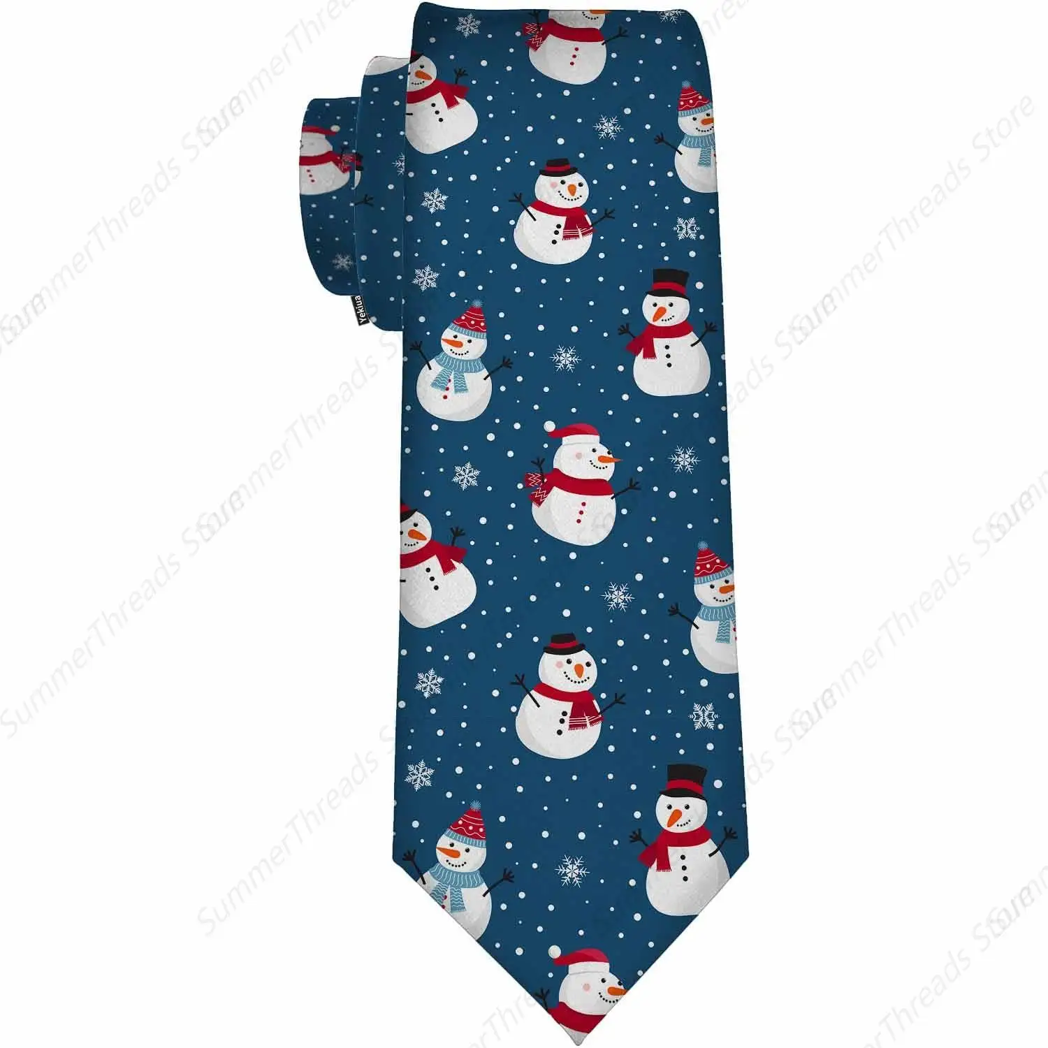 Christmas Snowman Men's Ties Winter Snowflakes New Year Neck Tie Business Wedding Formal Fashion Necktie Blue