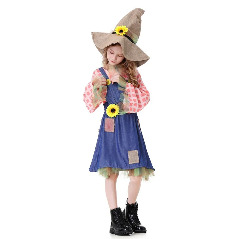 أزياء الهالوين المطابقة للوالدين والطفل مع Neween assland Fairy T Scarecrow أداء زي الأطفال المئزر Dr
