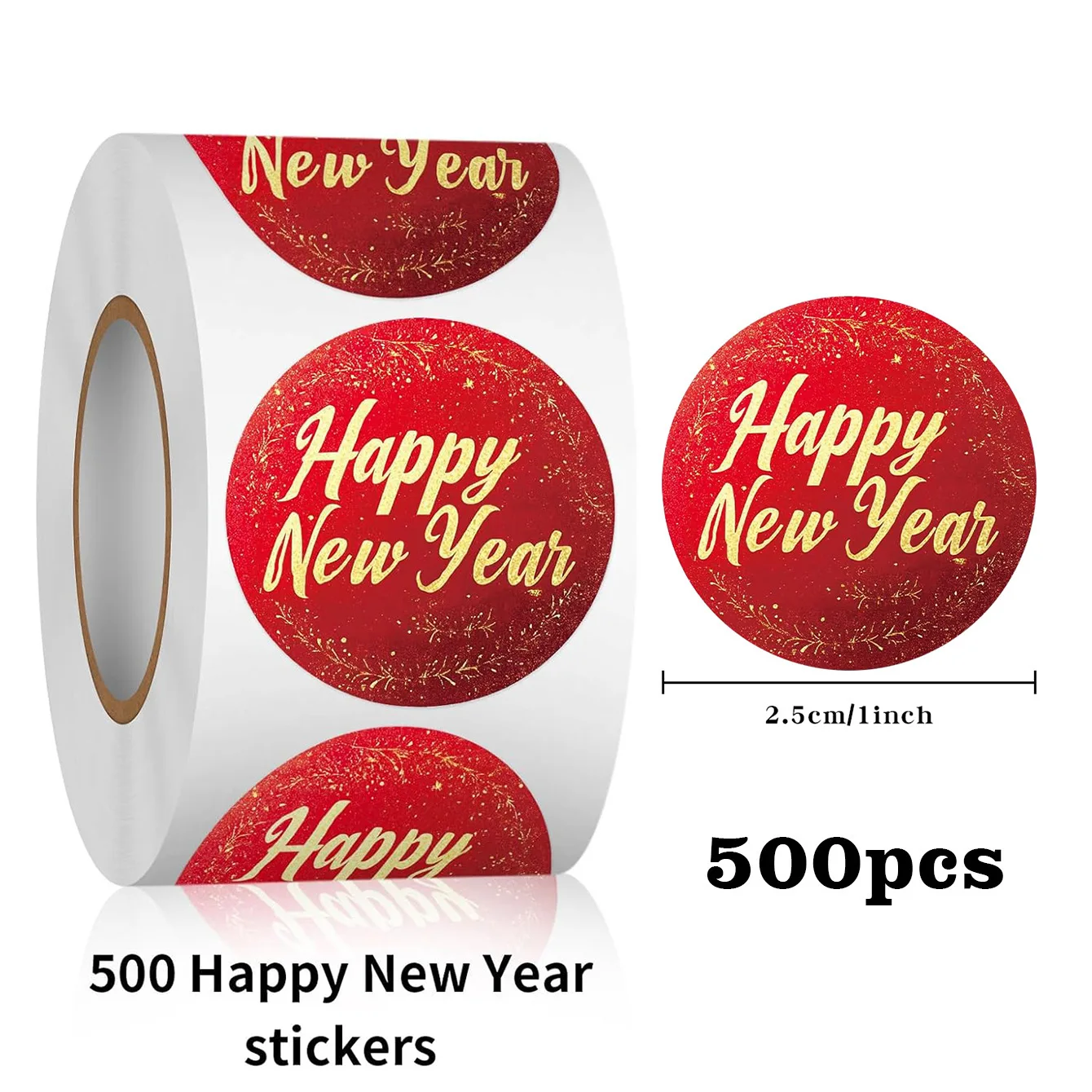 500 uds/rollo de pegatinas redondas de Año Nuevo Chino, etiquetas de dulces para Festival de Primavera, pegatinas de personajes de bendición de deseos