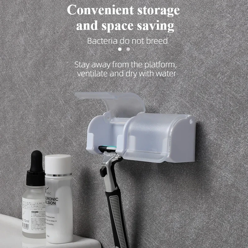 Uomo Rasoio Rasoio Spazzola Lama Supporto di Stoccaggio Bagno Parete Ventosa Ventosa Gancio Supporto Appendiabiti Scaffale Polvere Accessorio di Plastica