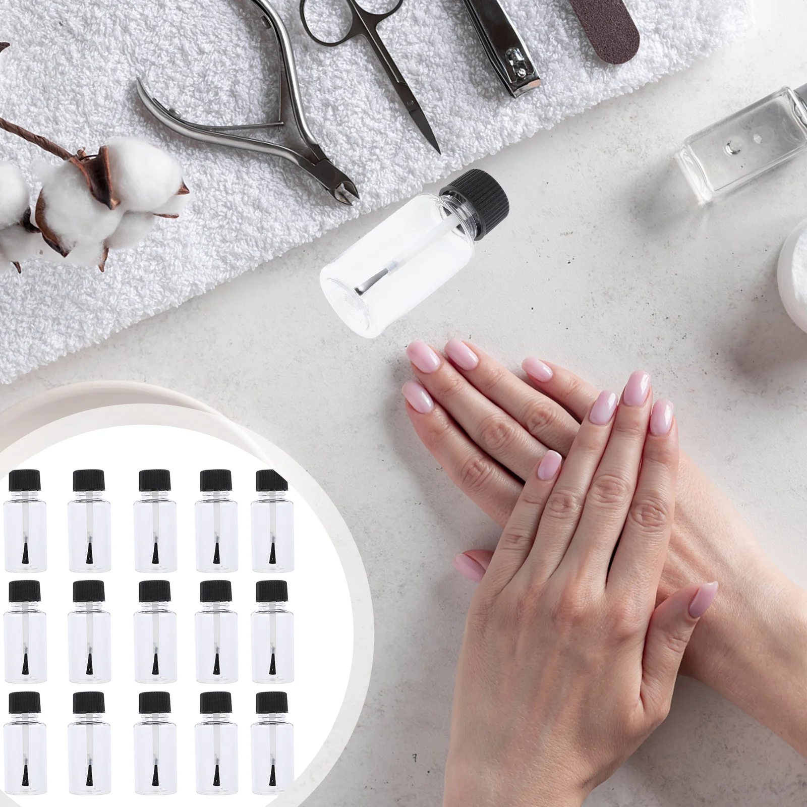 20개 빈 20ml 네일 폴리시 병 투명 PET 리필용 용기 DIY 네일 아트 용품 투명 디스펜서