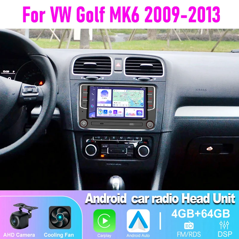 

4-64GB 7" Car Stereo Radio For VW Golf MK6 2009-2013 Wireless Apple CarPlay Android 15 Auto Head Unit GPS Plug & Play