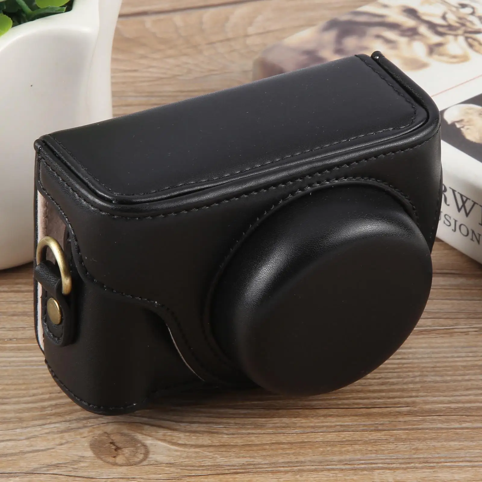 For Sony ZV-1F Vlog Camera Full Body Leather Camera Case Bag with Strap