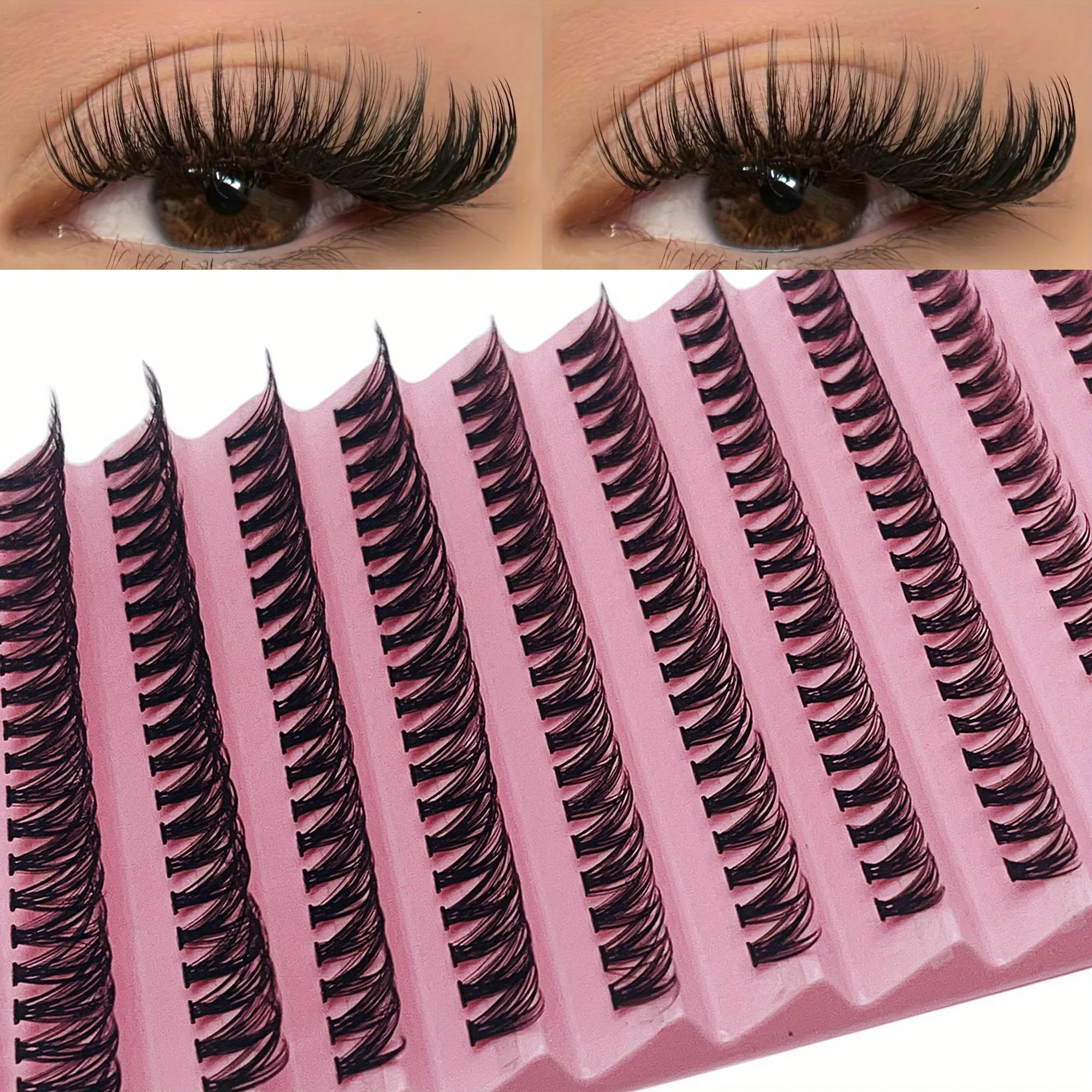 200 Stück Cluster-Wimpern im natürlichen Look – gemischte Längen 8–16 mm, DIY-Wimpernverlängerungen für Volumen und lange Wimpernverlängerungen – Detail 1