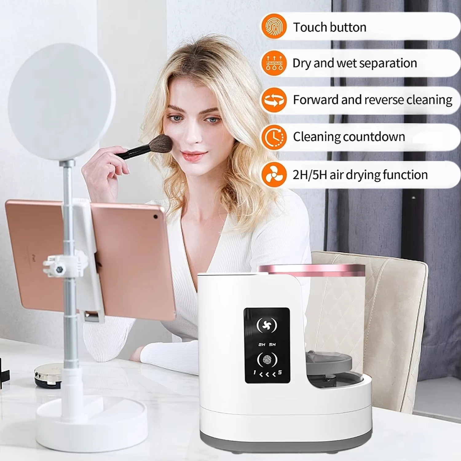 Electric Makeup Brush Cleaner Machine Smart Time Saving High Efficient Safe Cosmetic Brushes Cleaning Tool for Home Salon Use