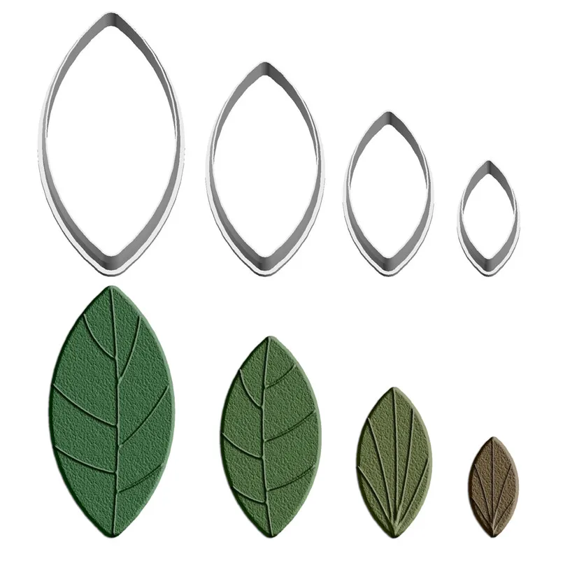 Moules en plastique de plantes vertes de dessin animé, cuir chevelu elliptique, outils de pâte à tarte, emporte-pièces pour strass et sushis, 4