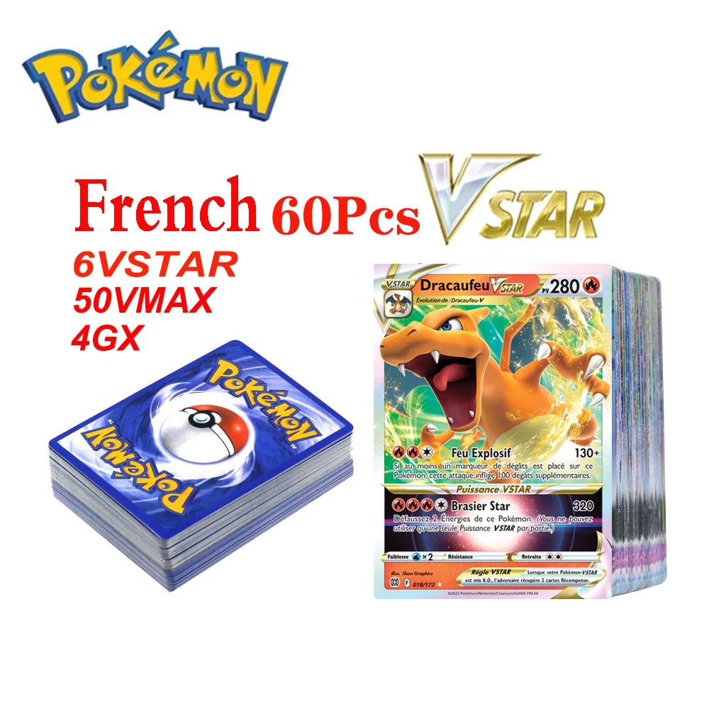 Pokemon Cards Vstar Vmax GX French Version Fun Flash Card Trading Cards Kids Card Christmas Birthday Gifts for Children Toy