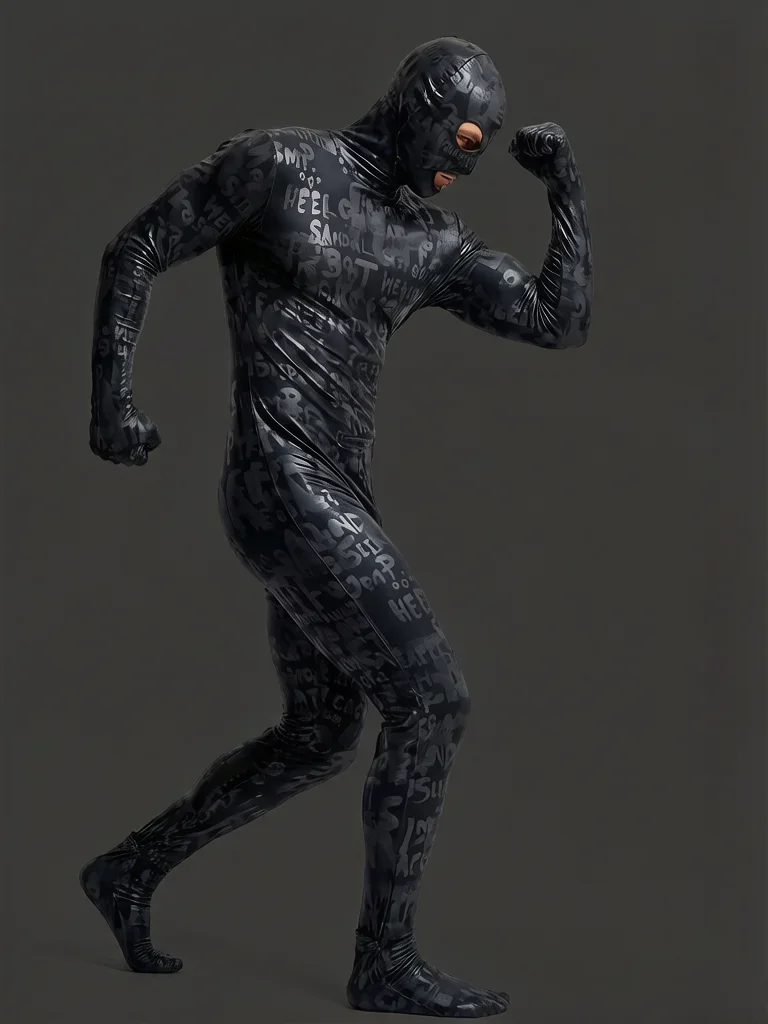 

Men Full Cover Bodysuit Nightclub Invisible Stage Performance Jumpsuit Fashion Printing PU Leather Shiny Elastic Zentai Shaping