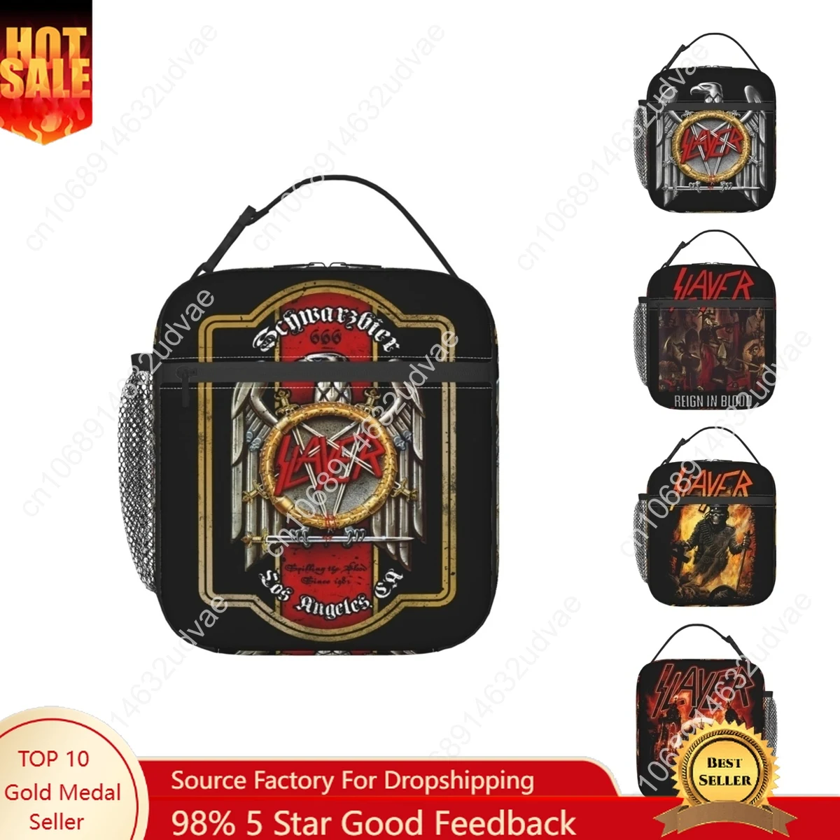 

Custom Slayers Beer Label Accessories Insulated Lunch Bag Metal Band Food Storage Bag Leakproof Thermal Cooler Bento Box
