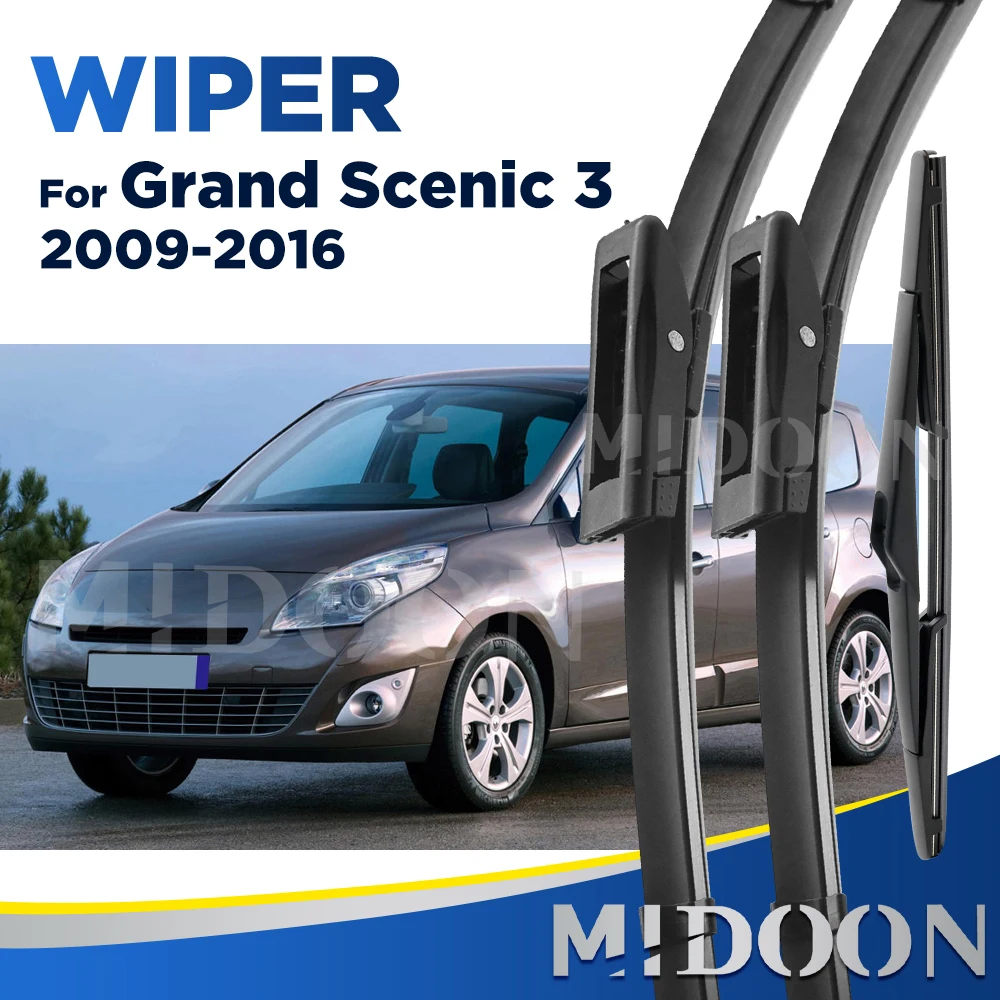

MIDOON Wiper Front Rear Wiper Blades For Renault Scenic 3 / Grand 2009-2016 2015 2014 2013 2012 Windshield Windscreen 28"26"12"