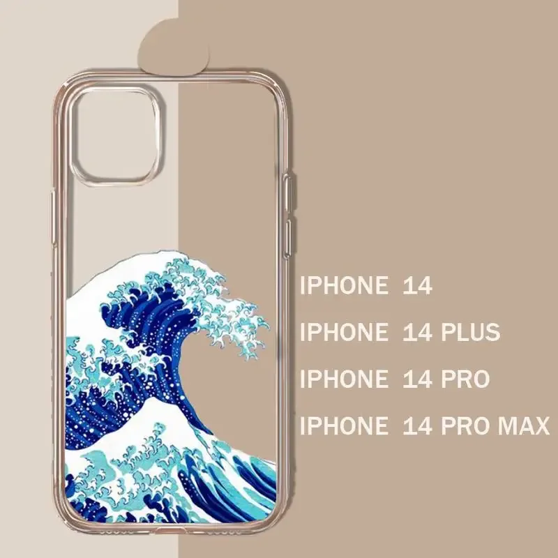 The Kanagawa surf  Great Blue Wave Phone Case Transparent soft For iphone 11 13 12 14 15 pro max mini plus