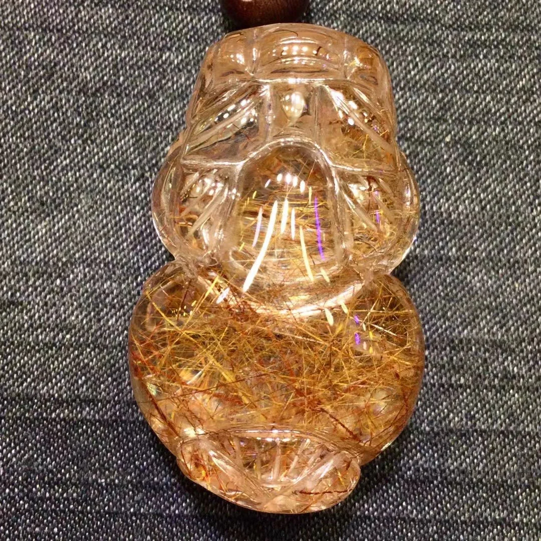 Natural Copper Rutilated Quartz Pendant Pi Xiu Red Rutilated Quartz 36.5*23*19mm Men Women Brazil AAAAAAA