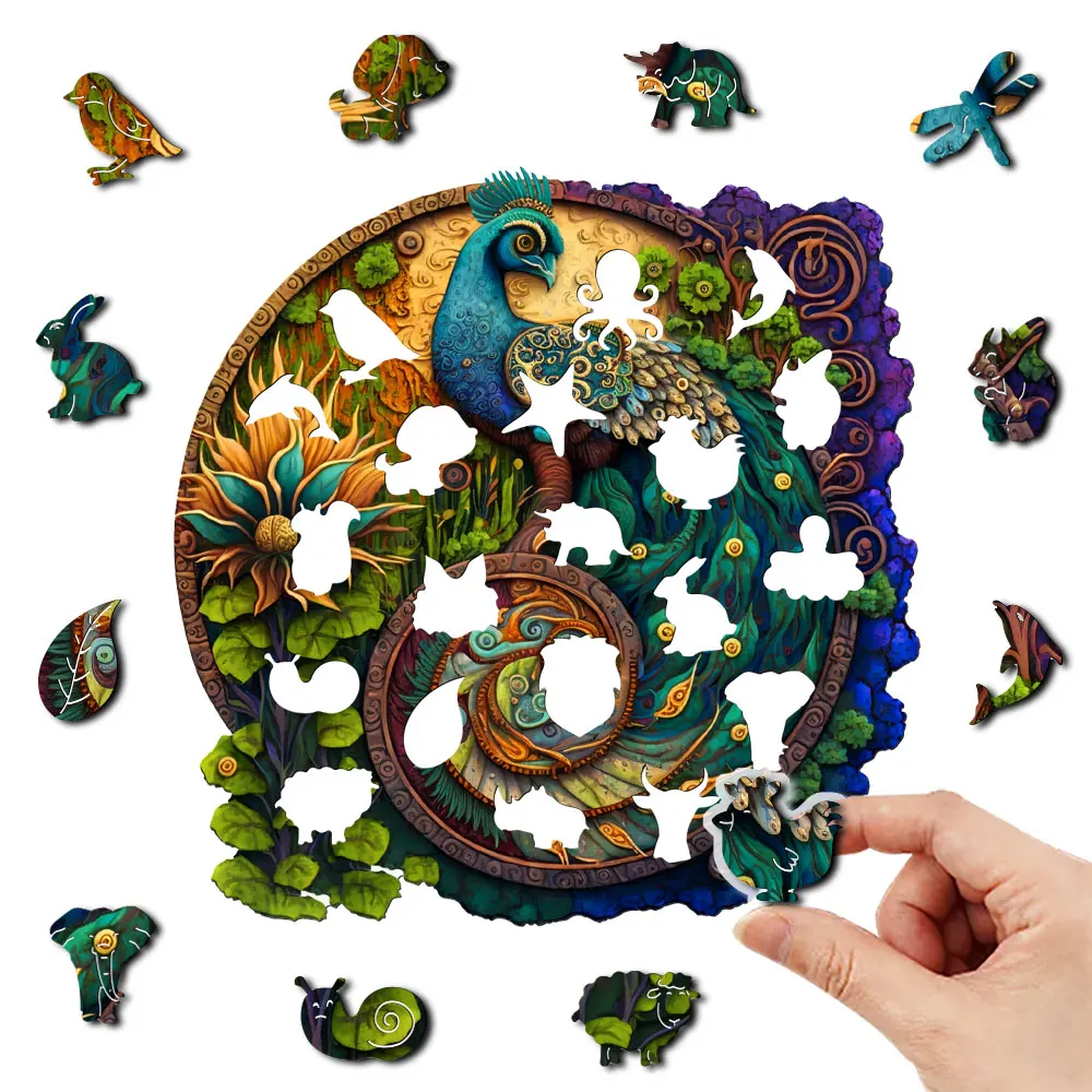 Puzzle in legno di pavone puzzle 3D personalizzato per bambini adulti regalo educativo gioco giocattolo per bambini