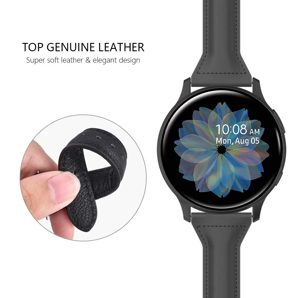 Watchband for Samsung Galaxy Watch Active 2 44mm band 20mm Genuine Leather Replacement Strap for active2 40mm wrist bracelet