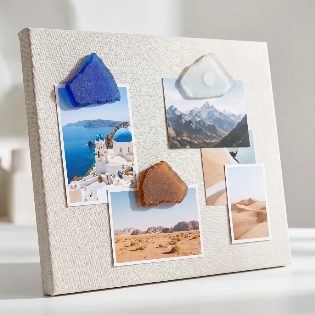 Refrigerator Magnet Ornament 15pcs Handmade Sea Glass Refrigerator Magnets Set Decorative Fridge Magnets for Kitchen Cabinet