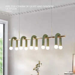 Cream style restaurant chandelier, modern minimalist designer, Nordic dining table and study long strip chandelier