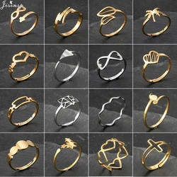 Stainless Steel Ring for Women Simple Heart Leaf Cross Star Infinity Geometric Finger Rings Minimalist Jewelry bagues pour femme