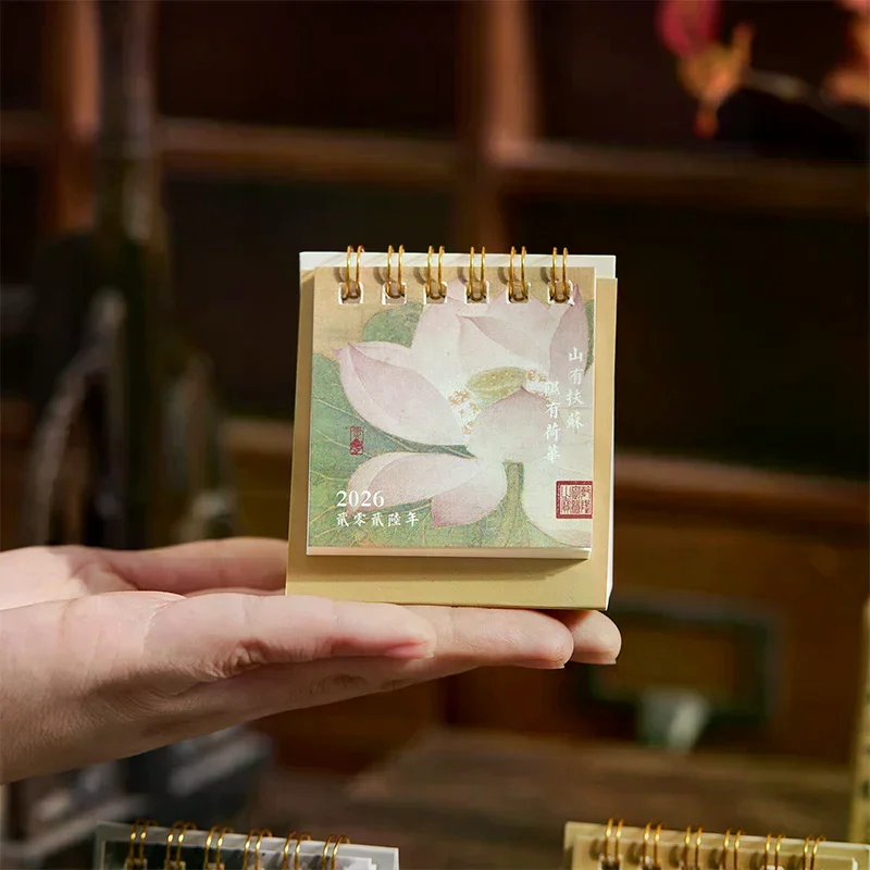 2026 Mini calendario semplice Calendario da tavolo piccolo Calendario a spirale creativo Planner Decorazione desktop Cancelleria per ufficio