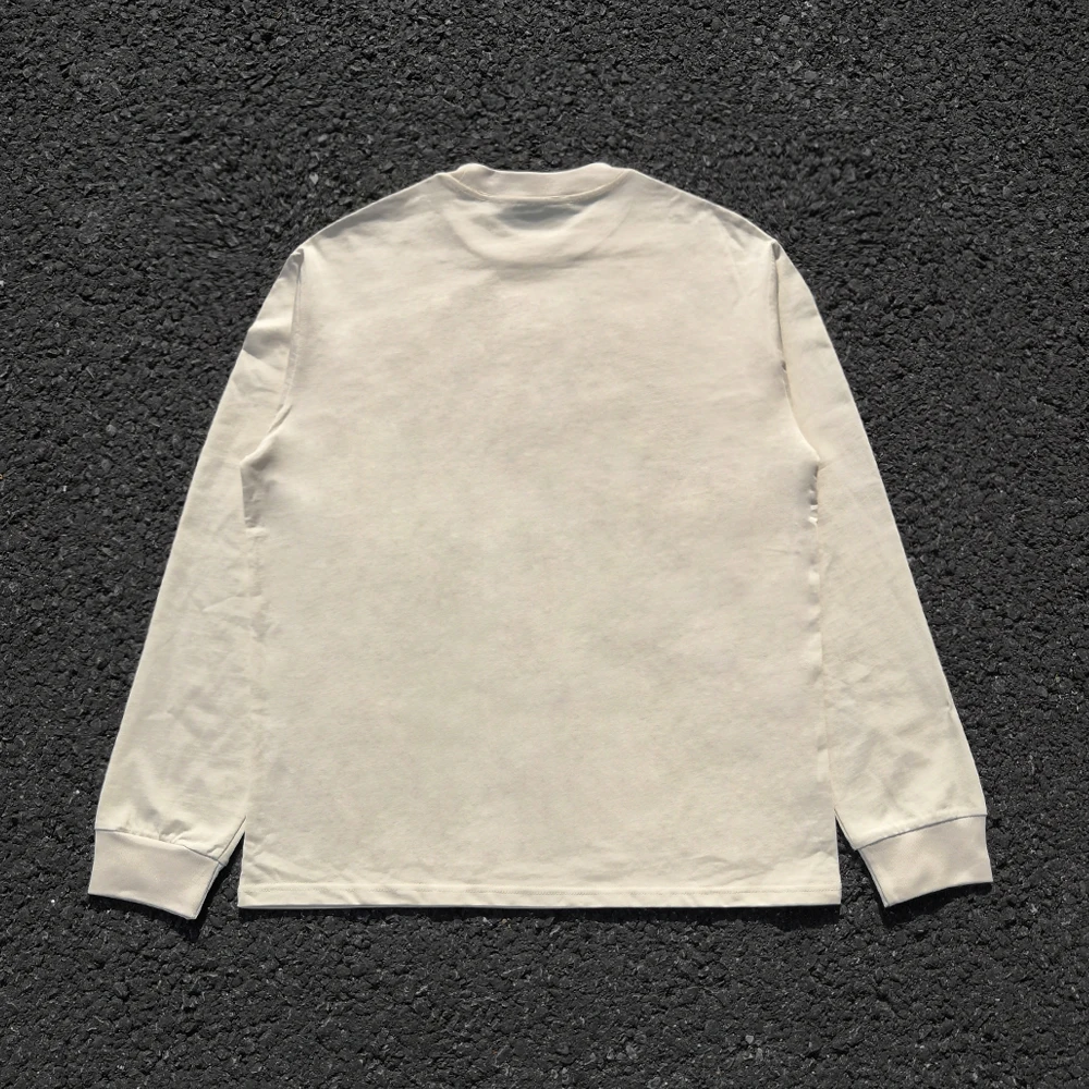 Heavier Weight 260G Vintage American Style Long Sleeve T-Shirt for Students Versatile Large Size Casual Wear by Wang Studio