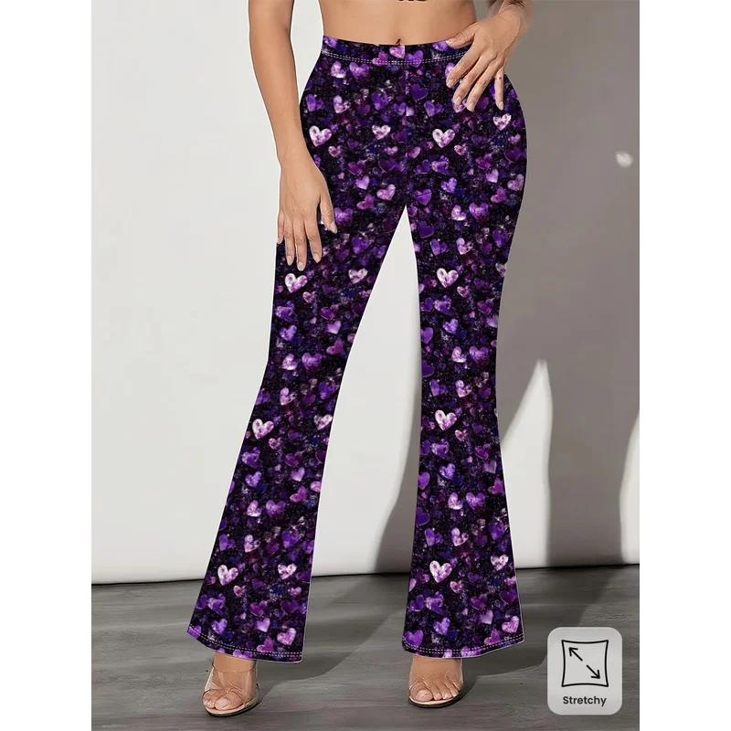 Love-themed patterned flared pants, suitable for 7-16 year old teenagers for casual wear