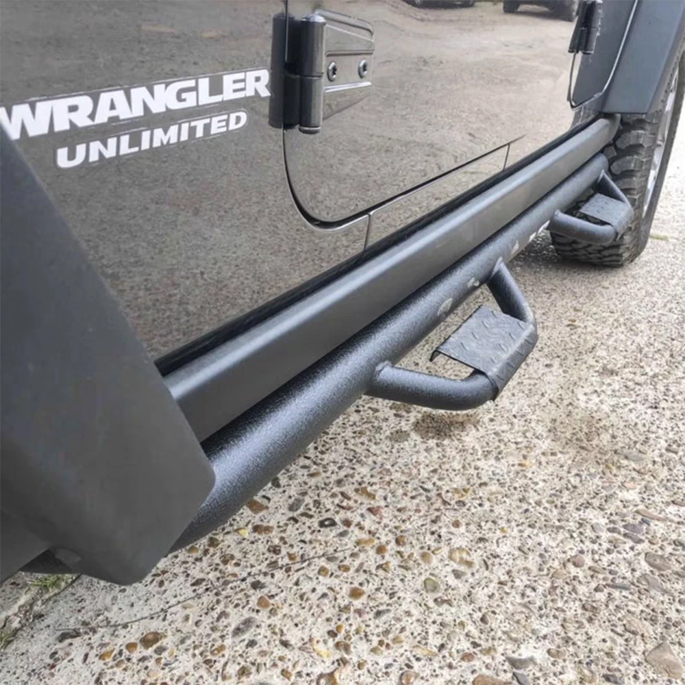 1 Set 4 Door Black Steel Side Step Running Board For Jeep For Wrangler JK 2007-2017 J407