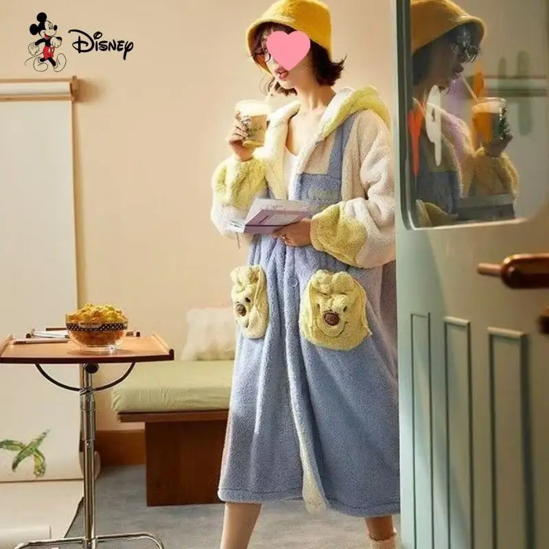 Camisón de manga larga grueso para mujer Kawaii Otoño Invierno nuevo pijama de Anime cálido para mujer conjunto de pantalones ropa para el hogar conjunto de dos piezas