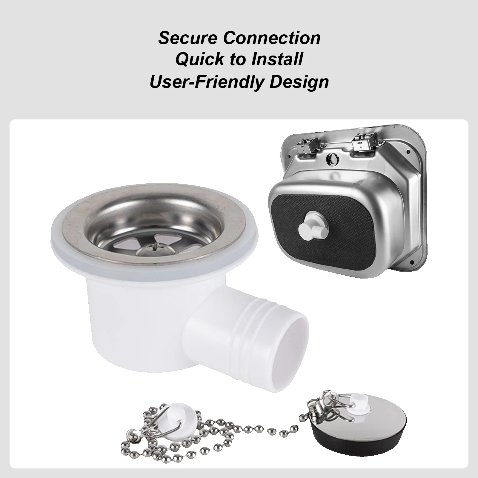 

RV Stainless Steel Sink Waste Drain Fitting Universal Angle Adapter & Seal for RV Kitchen Bathroom Boat Motorhome