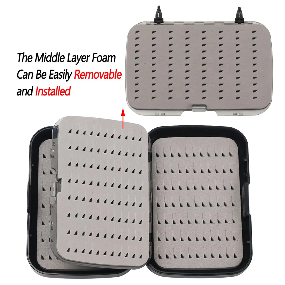 Bimoo 1 Stück Mehrzweck-Fliegenbox für Mücken, Nymphen, Trocken- und Nassfliegen, Forellen-Angelhaken, Köder-Aufbewahrungsbox, Angelzubehör – Detail 5