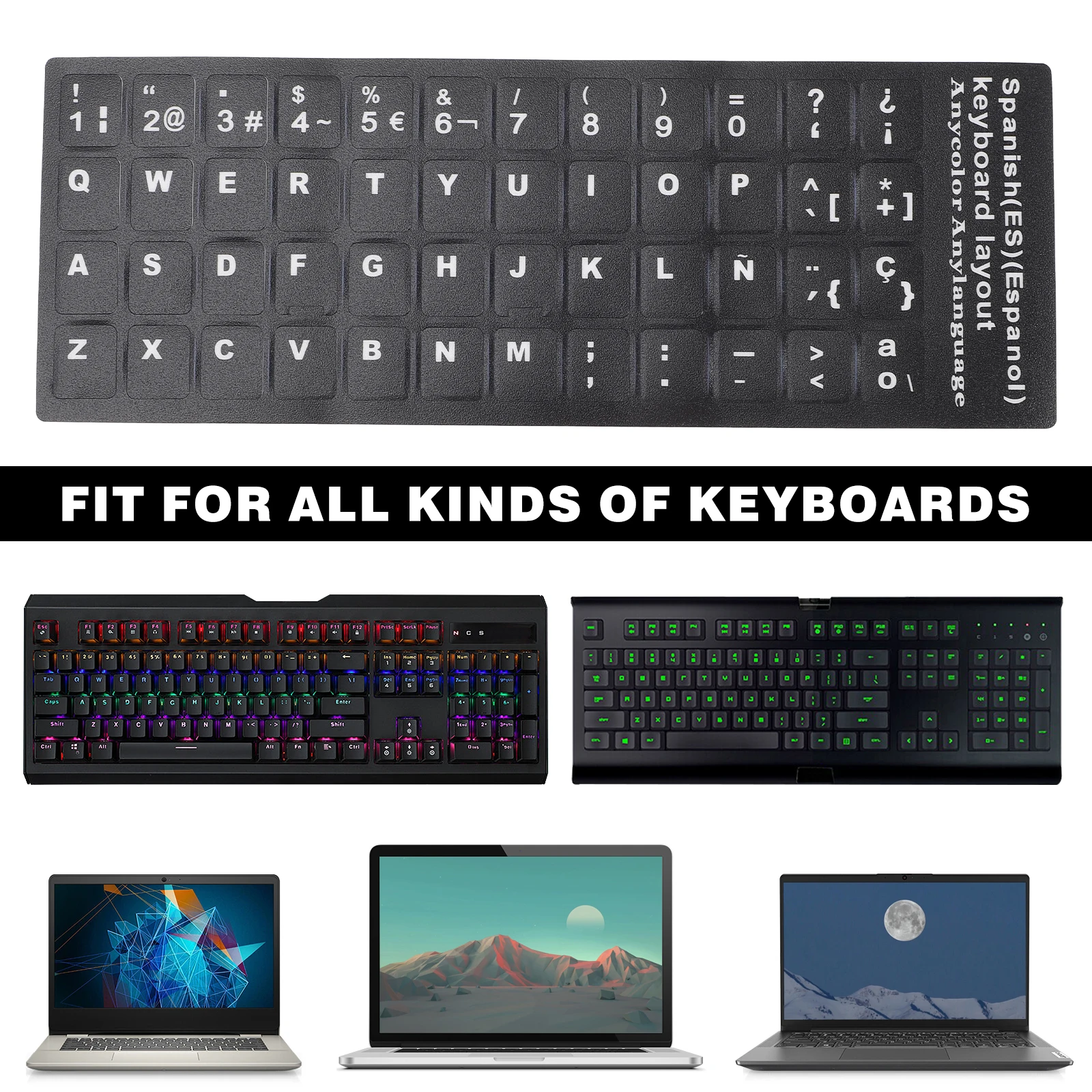 

10 Sheets Keyboard Stickers Alphabet Computer Letter Clear Laptop Lettering for Qwerty