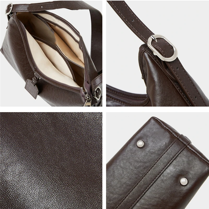 Toptrends Cowhide Genuine Leather Large Hobo Tote Handbags For Women 2026 Luxury Designer Work Ladies Shoulder Messenger Bags - view 6