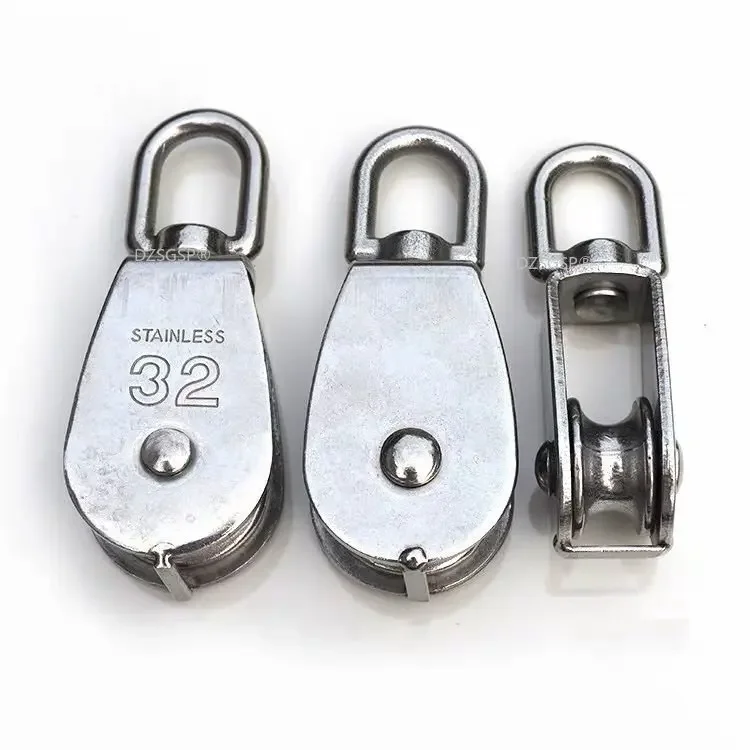 Stainless Steel Double Pulley Block for Rope Chain Traction